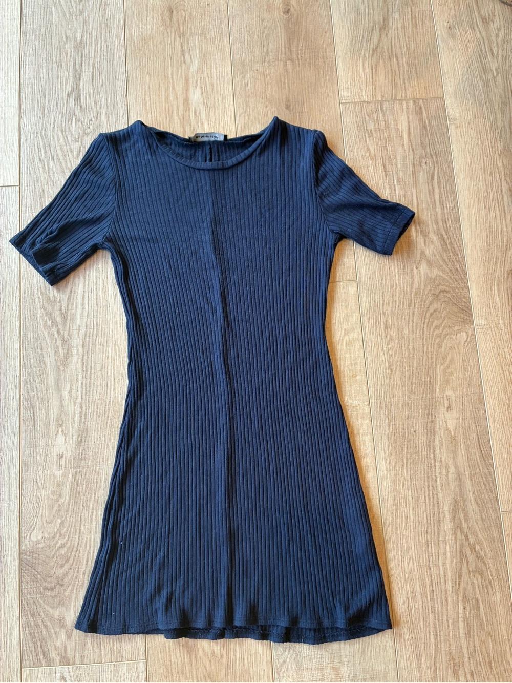 Reformation navy blue Short Sleeve mini Dress Autumn minimalist soft modal med